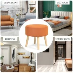 Best Pirce ✔️ Adeco Small Round Fabric Foot Stool Ottoman Soft Padded Seat Footrest Black/white ✔️ -Adeco Shop Adeco Small Round Fabric Foot Stool Ottoman Soft Padded Seat Footrest 11