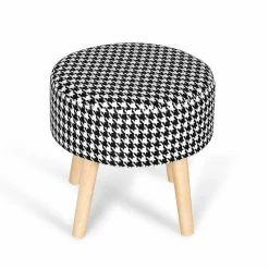 Best Pirce ✔️ Adeco Small Round Fabric Foot Stool Ottoman Soft Padded Seat Footrest Black/white ✔️ -Adeco Shop Adeco Small Round Fabric Foot Stool Ottoman Soft Padded Seat Footrest 3