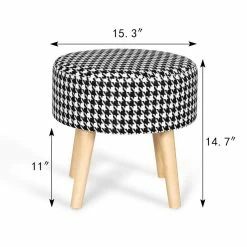 Best Pirce ✔️ Adeco Small Round Fabric Foot Stool Ottoman Soft Padded Seat Footrest Black/white ✔️ -Adeco Shop Adeco Small Round Fabric Foot Stool Ottoman Soft Padded Seat Footrest 4