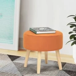 Best Pirce ✔️ Adeco Small Round Fabric Foot Stool Ottoman Soft Padded Seat Footrest Black/white ✔️ -Adeco Shop Adeco Small Round Fabric Foot Stool Ottoman Soft Padded Seat Footrest 9