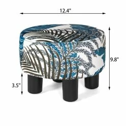Best reviews of 👍 Adeco Small Round Ottoman Fabric Footrest Modern Padded Footstool ❤️ -Adeco Shop Adeco Small Round Ottoman Fabric Footrest Modern Padded Footstool 2