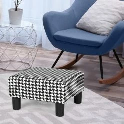 Deals ⭐ Adeco Small Square Footstool Ottoman Modern Fabric Footrest Stool Black/white 😉 -Adeco Shop Adeco Small Square Footstool Ottoman Modern Fabric Footrest Stool 10