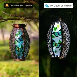 Budget ❤️ Adeco Solar Lantern Outdoor Hanging Lights Butterfly 🛒 -Adeco Shop Adeco Solar Lantern Outdoor Hanging Lights 5