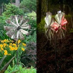 Coupon 👏 Adeco Solar Metal Wind Spinner Garden Stake With LED Lights ✨ -Adeco Shop Adeco Solar Metal Wind Spinner Garden Stake with LED Lights 2