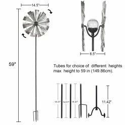 Coupon 👏 Adeco Solar Metal Wind Spinner Garden Stake With LED Lights ✨ -Adeco Shop Adeco Solar Metal Wind Spinner Garden Stake with LED Lights 3