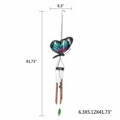 Outlet 👏 Adeco Solar Wind Chimes For Outside Metal Butterfly LED Hanging Solar Lights Blue 🧨 -Adeco Shop Adeco Solar Wind Chimes for Outside Metal Butterfly LED Hanging Solar Lights 7