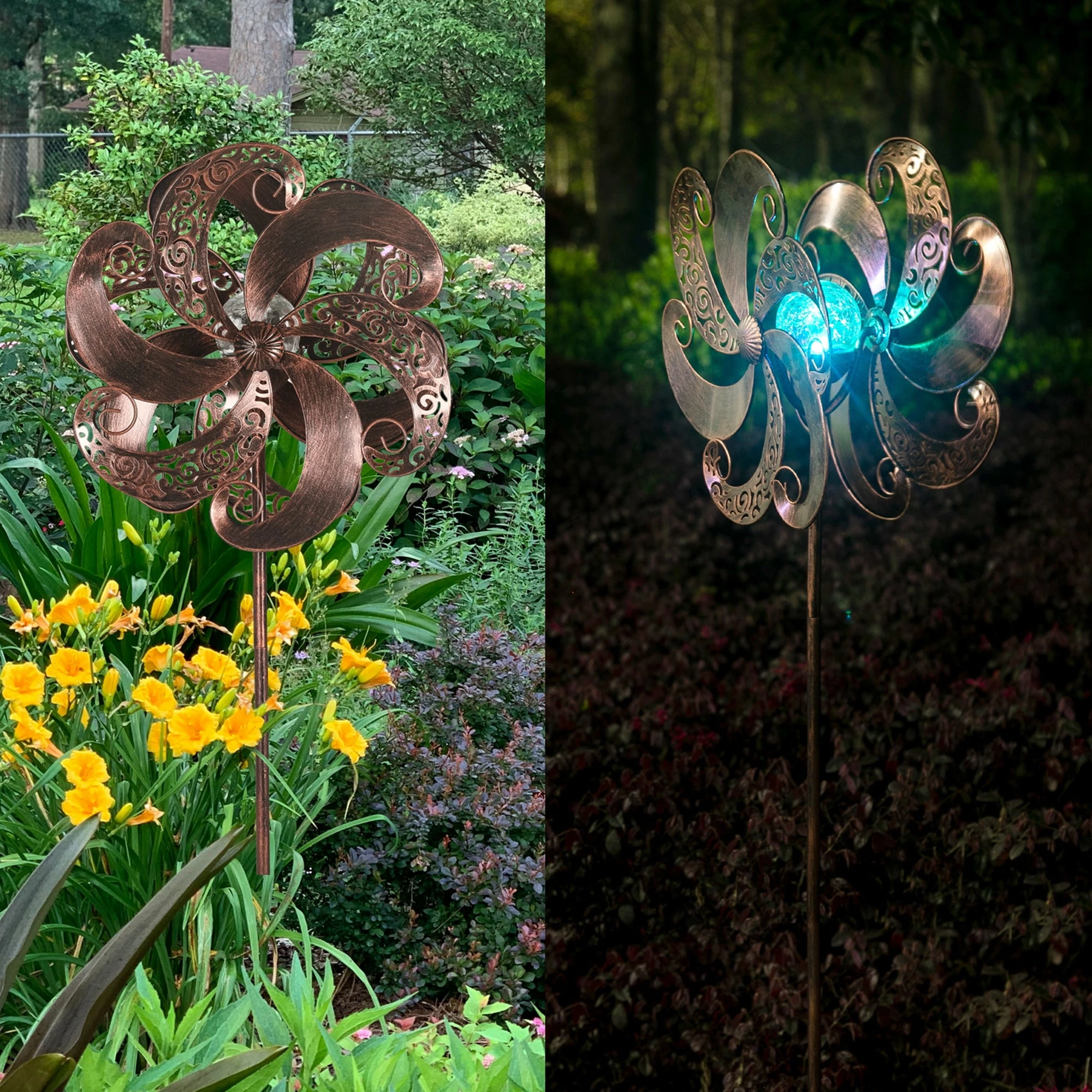 New 😍 Adeco Solar Wind Spinner 59 Inch Outdoor Metal Stake Yard Spinners 🔔 4 New 😍 Adeco Solar Wind Spinner 59 Inch Outdoor Metal Stake Yard Spinners 🔔 - Image 2