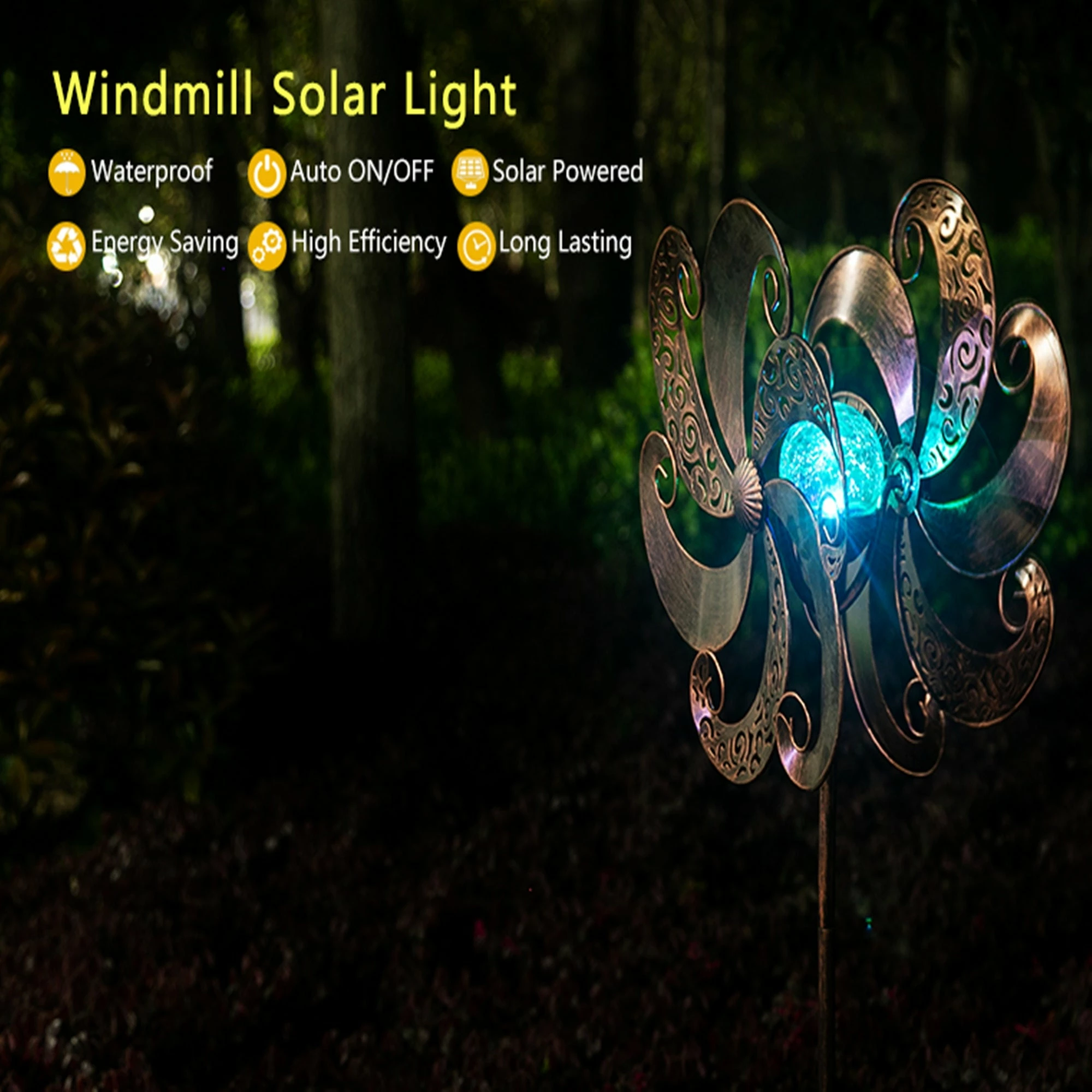 New 😍 Adeco Solar Wind Spinner 59 Inch Outdoor Metal Stake Yard Spinners 🔔 5 New 😍 Adeco Solar Wind Spinner 59 Inch Outdoor Metal Stake Yard Spinners 🔔 - Image 3
