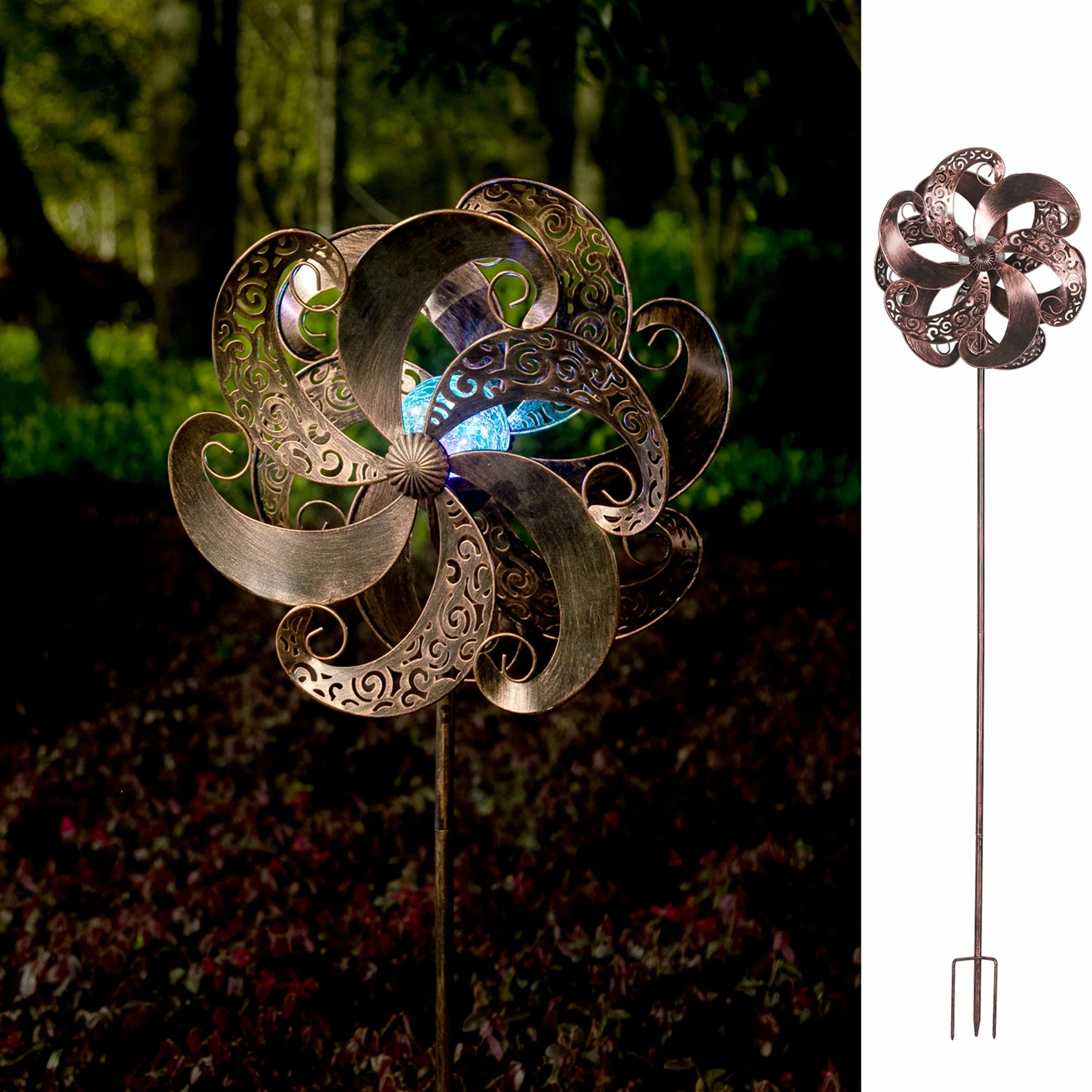 New 😍 Adeco Solar Wind Spinner 59 Inch Outdoor Metal Stake Yard Spinners 🔔 3 New 😍 Adeco Solar Wind Spinner 59 Inch Outdoor Metal Stake Yard Spinners 🔔