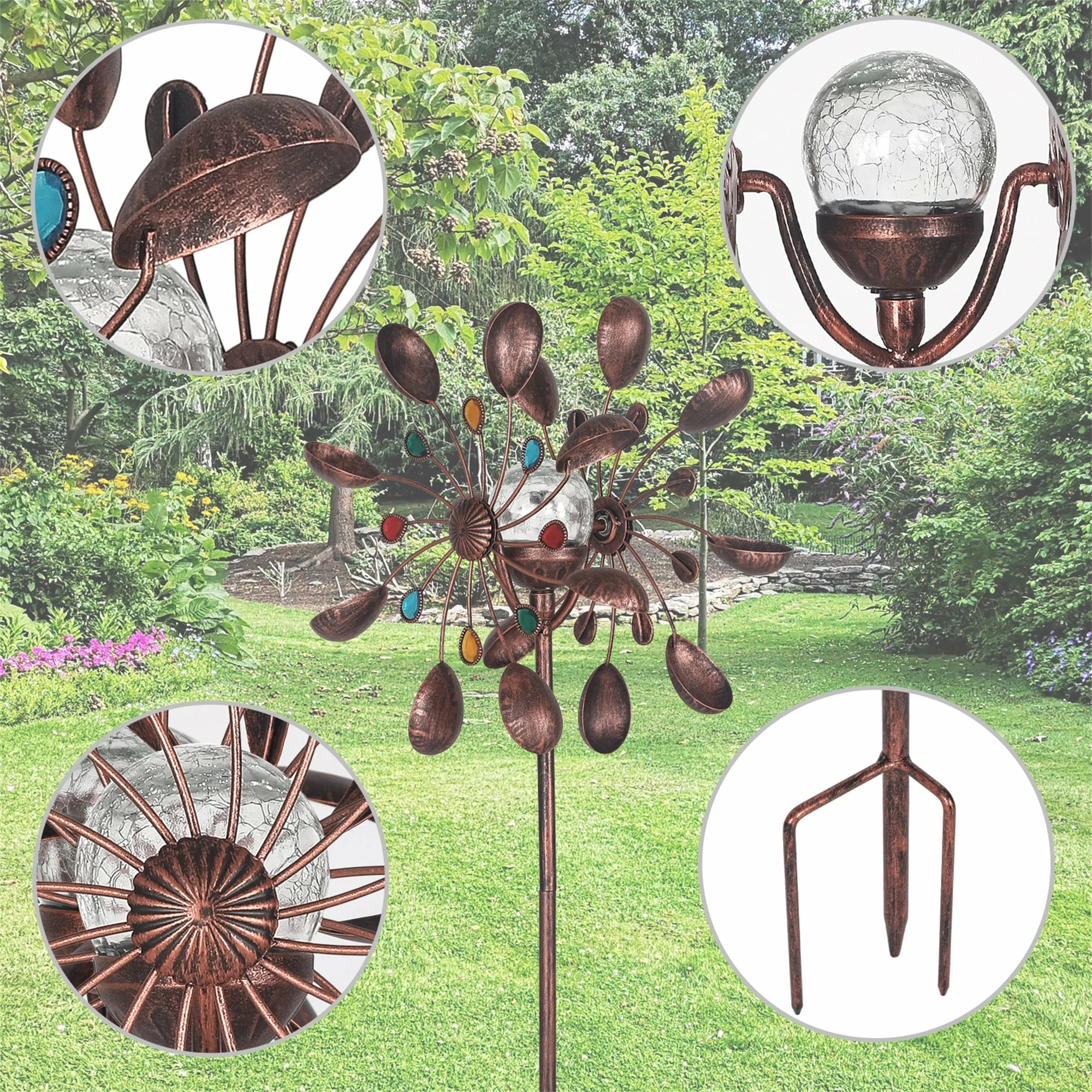 Coupon ⌛ Adeco Solar Wind Spinner 59 Inch Outdoor Metal Stake With LED Lights 🌟 6 Coupon ⌛ Adeco Solar Wind Spinner 59 Inch Outdoor Metal Stake With LED Lights 🌟 - Image 4