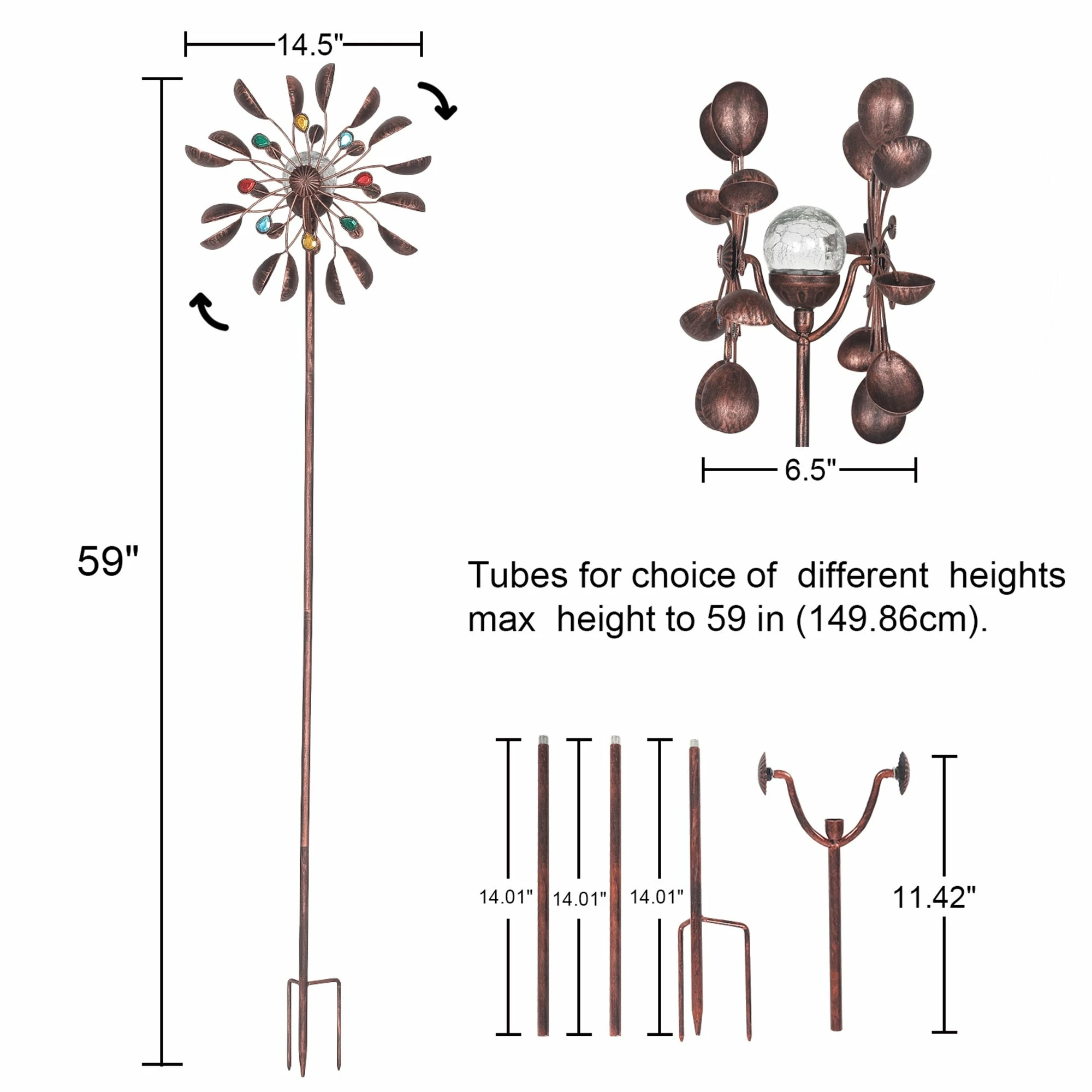 Coupon ⌛ Adeco Solar Wind Spinner 59 Inch Outdoor Metal Stake With LED Lights 🌟 9 Coupon ⌛ Adeco Solar Wind Spinner 59 Inch Outdoor Metal Stake With LED Lights 🌟 - Image 7