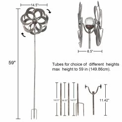 Best deal ⭐ Adeco Solar Wind Spinner Metal Stake With LED Lights 🥰 -Adeco Shop Adeco Solar Wind Spinner Metal Stake with LED Lights 6