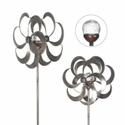 Best deal ⭐ Adeco Solar Wind Spinner Metal Stake With LED Lights 🥰 -Adeco Shop Adeco Solar Wind Spinner Metal Stake with LED Lights 7