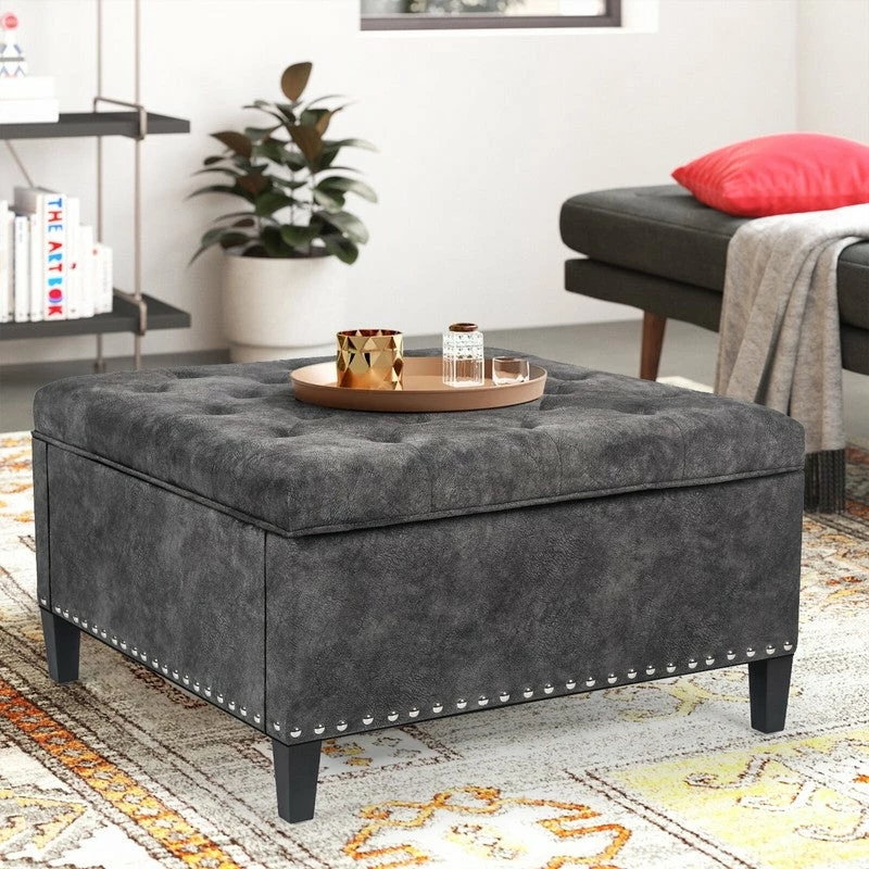 Budget 🔔 Adeco Square Contemporary Accent Storage Ottomans Assemble Required 🔔 4 Budget 🔔 Adeco Square Contemporary Accent Storage Ottomans Assemble Required 🔔 - Image 2
