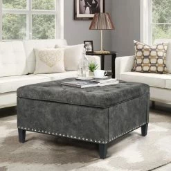 Budget 🔔 Adeco Square Contemporary Accent Storage Ottomans Assemble Required 🔔