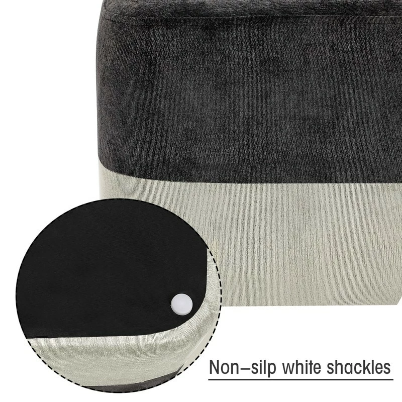 Buy π Adeco Square Fabric Ottoman Two-Color Stitching Footrest Stool Green/beige π 14 Buy π Adeco Square Fabric Ottoman Two-Color Stitching Footrest Stool Green/beige π - Image 12