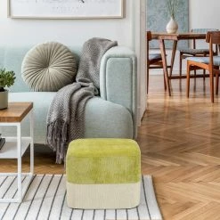 Buy π Adeco Square Fabric Ottoman Two-Color Stitching Footrest Stool Green/beige π 29 Buy π Adeco Square Fabric Ottoman Two-Color Stitching Footrest Stool Green/beige π -Adeco Shop Adeco Square Fabric Ottoman Two Color Stitching Footrest Stool 12