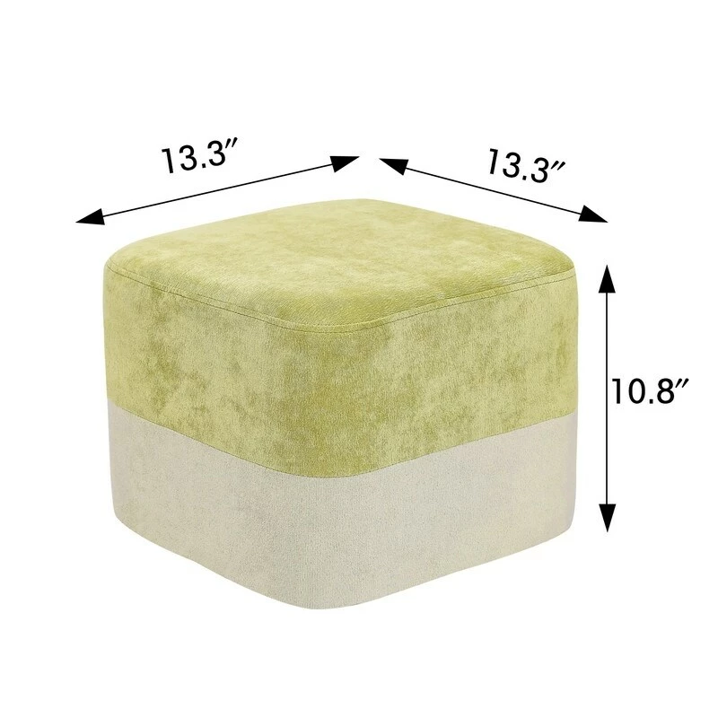 Buy π Adeco Square Fabric Ottoman Two-Color Stitching Footrest Stool Green/beige π 17 Buy π Adeco Square Fabric Ottoman Two-Color Stitching Footrest Stool Green/beige π - Image 15