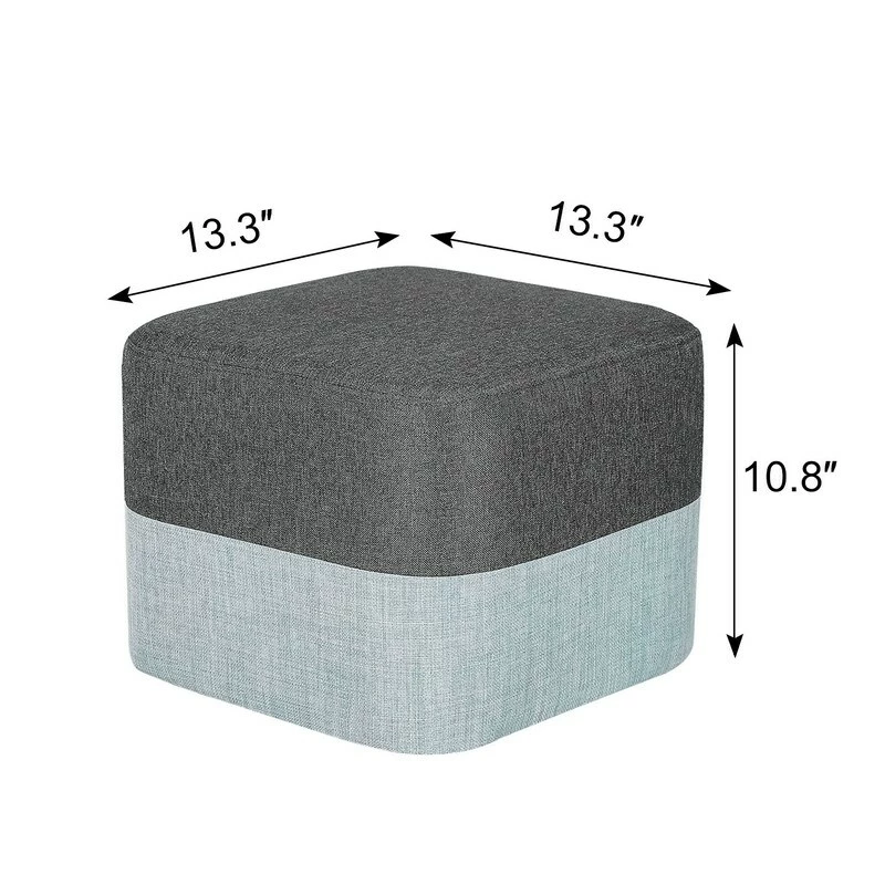 Buy π Adeco Square Fabric Ottoman Two-Color Stitching Footrest Stool Green/beige π 5 Buy π Adeco Square Fabric Ottoman Two-Color Stitching Footrest Stool Green/beige π - Image 3