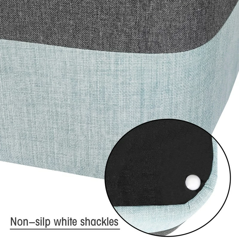 Buy π Adeco Square Fabric Ottoman Two-Color Stitching Footrest Stool Green/beige π 6 Buy π Adeco Square Fabric Ottoman Two-Color Stitching Footrest Stool Green/beige π - Image 4