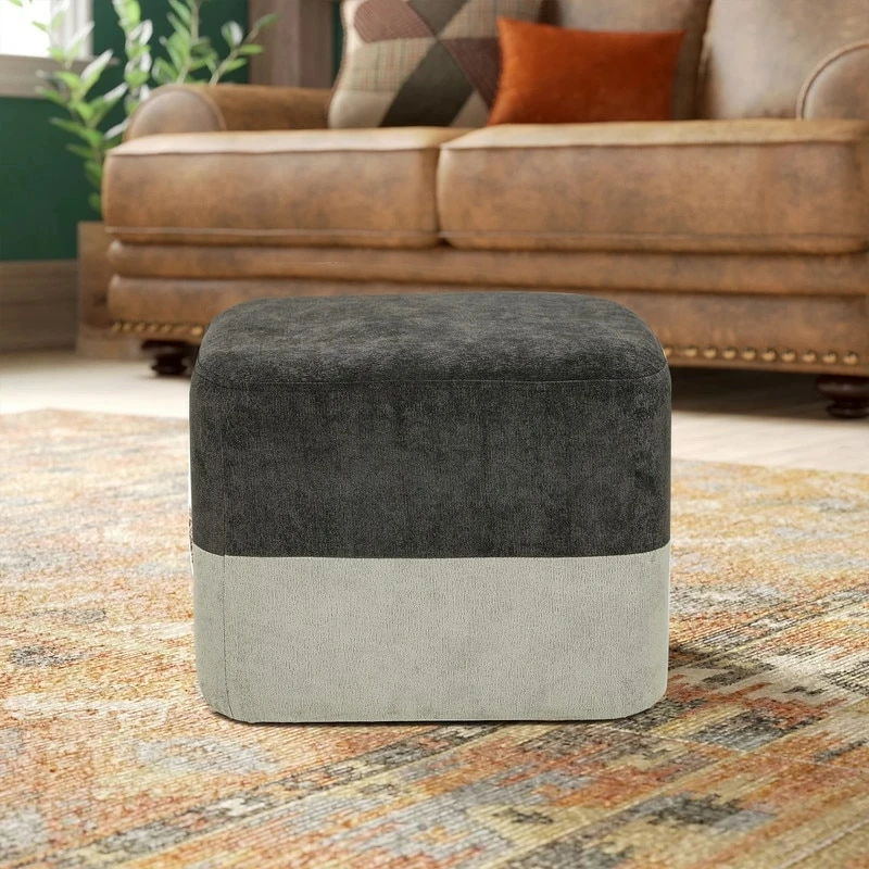 Buy π Adeco Square Fabric Ottoman Two-Color Stitching Footrest Stool Green/beige π 10 Buy π Adeco Square Fabric Ottoman Two-Color Stitching Footrest Stool Green/beige π - Image 8