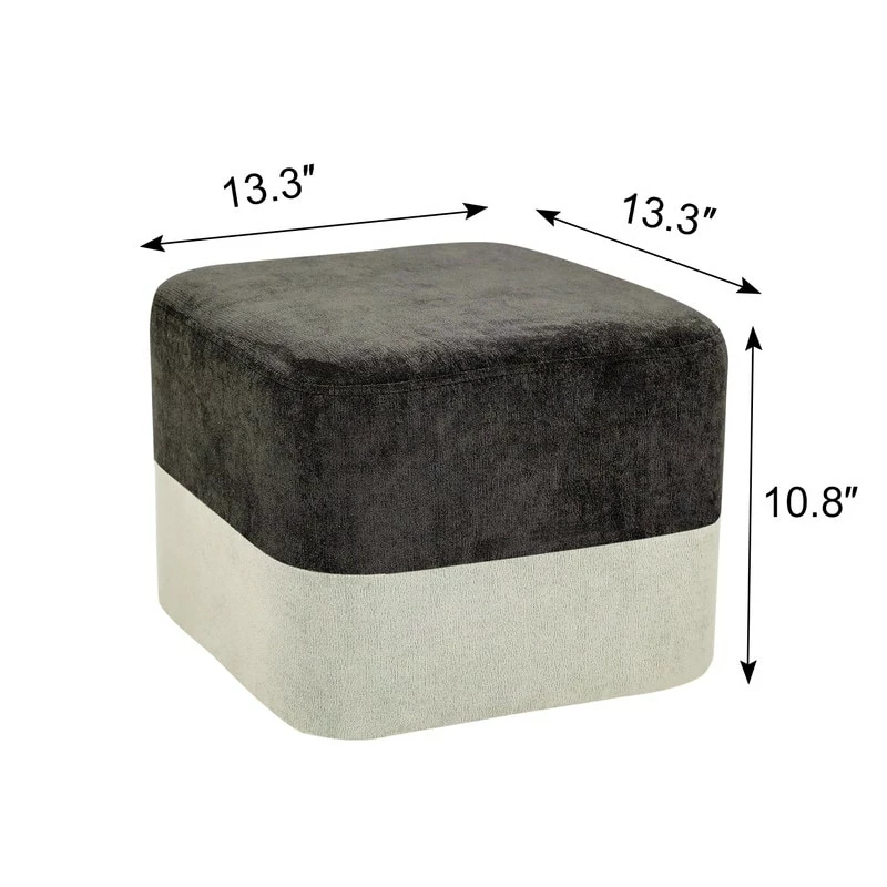 Buy π Adeco Square Fabric Ottoman Two-Color Stitching Footrest Stool Green/beige π 11 Buy π Adeco Square Fabric Ottoman Two-Color Stitching Footrest Stool Green/beige π - Image 9