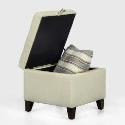 Outlet 🛒 Adeco Square Fabric Storage Ottoman With Tufted Flip Top 😉 -Adeco Shop Adeco Square Fabric Storage Ottoman with Tufted Flip Top 1