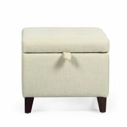 Outlet 🛒 Adeco Square Fabric Storage Ottoman With Tufted Flip Top 😉 -Adeco Shop Adeco Square Fabric Storage Ottoman with Tufted Flip Top 2