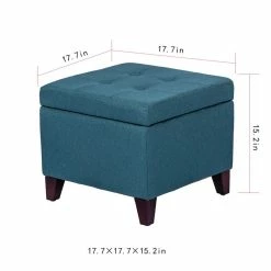 New 😍 Adeco Square Fabric Storage Ottoman With Tufted Flip Top, 18x18x15, Deep Blue 👏 14 New 😍 Adeco Square Fabric Storage Ottoman With Tufted Flip Top, 18x18x15, Deep Blue 👏 -Adeco Shop Adeco Square Fabric Storage Ottoman with Tufted Flip Top2C 18x18x152C Deep Blue 4