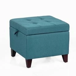 New 😍 Adeco Square Fabric Storage Ottoman With Tufted Flip Top, 18x18x15, Deep Blue 👏 15 New 😍 Adeco Square Fabric Storage Ottoman With Tufted Flip Top, 18x18x15, Deep Blue 👏 -Adeco Shop Adeco Square Fabric Storage Ottoman with Tufted Flip Top2C 18x18x152C Deep Blue 5