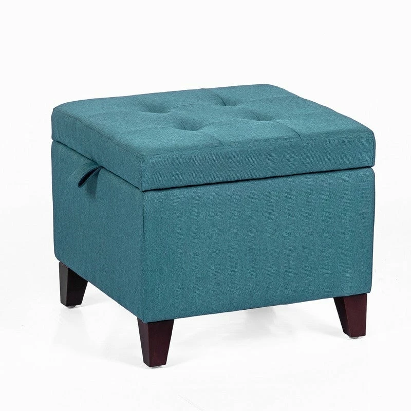 New 😍 Adeco Square Fabric Storage Ottoman With Tufted Flip Top, 18x18x15, Deep Blue 👏 8 New 😍 Adeco Square Fabric Storage Ottoman With Tufted Flip Top, 18x18x15, Deep Blue 👏 - Image 6