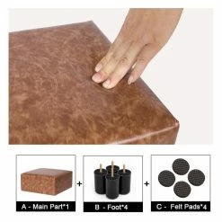 Deals 😉 Adeco Square Footrest Footstool Faux Leather Ottoman For Living Room 🎉 -Adeco Shop Adeco Square Footrest Footstool Faux Leather Ottoman for Living Room 10