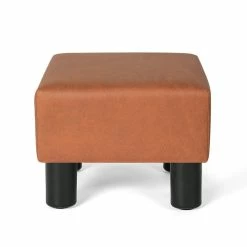 Promo 🧨 Adeco Square Footrest Stool Faux Leather Ottoman For Living Room ❤️ -Adeco Shop Adeco Square Footrest Stool Faux Leather Ottoman for Living Room 2