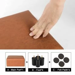 Promo 🧨 Adeco Square Footrest Stool Faux Leather Ottoman For Living Room ❤️ -Adeco Shop Adeco Square Footrest Stool Faux Leather Ottoman for Living Room 8