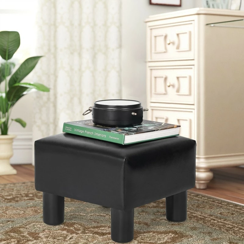 Outlet ⭐ Adeco Footrest Stool Faux Leather Ottoman With Thick Upholstery Brown 🛒 4 Outlet ⭐ Adeco Footrest Stool Faux Leather Ottoman With Thick Upholstery Brown 🛒 - Image 2