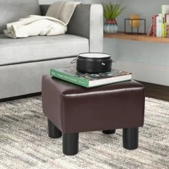 Outlet ⭐ Adeco Footrest Stool Faux Leather Ottoman With Thick Upholstery Brown 🛒 27 Outlet ⭐ Adeco Footrest Stool Faux Leather Ottoman With Thick Upholstery Brown 🛒 -Adeco Shop Adeco Square Footrest Stool Faux Leather Ottoman with Thick Upholstery 10