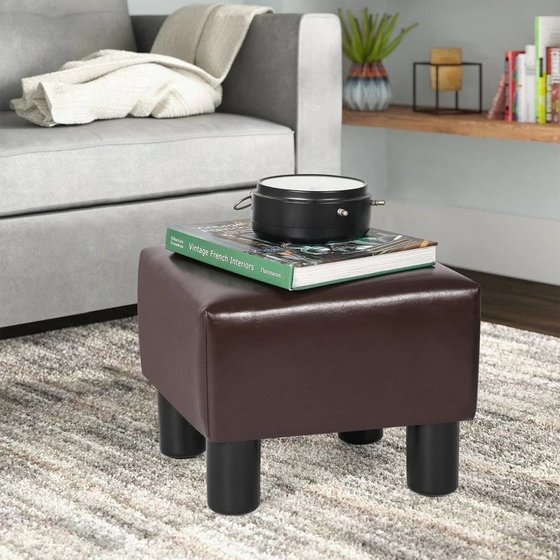 Outlet ⭐ Adeco Footrest Stool Faux Leather Ottoman With Thick Upholstery Brown 🛒 13 Outlet ⭐ Adeco Footrest Stool Faux Leather Ottoman With Thick Upholstery Brown 🛒 - Image 11