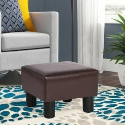Outlet ⭐ Adeco Footrest Stool Faux Leather Ottoman With Thick Upholstery Brown 🛒 28 Outlet ⭐ Adeco Footrest Stool Faux Leather Ottoman With Thick Upholstery Brown 🛒 -Adeco Shop Adeco Square Footrest Stool Faux Leather Ottoman with Thick Upholstery 11