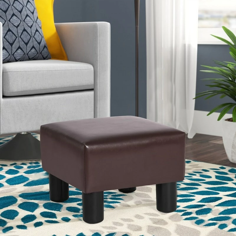 Outlet ⭐ Adeco Footrest Stool Faux Leather Ottoman With Thick Upholstery Brown 🛒 14 Outlet ⭐ Adeco Footrest Stool Faux Leather Ottoman With Thick Upholstery Brown 🛒 - Image 12