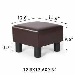 Outlet ⭐ Adeco Footrest Stool Faux Leather Ottoman With Thick Upholstery Brown 🛒 29 Outlet ⭐ Adeco Footrest Stool Faux Leather Ottoman With Thick Upholstery Brown 🛒 -Adeco Shop Adeco Square Footrest Stool Faux Leather Ottoman with Thick Upholstery 12