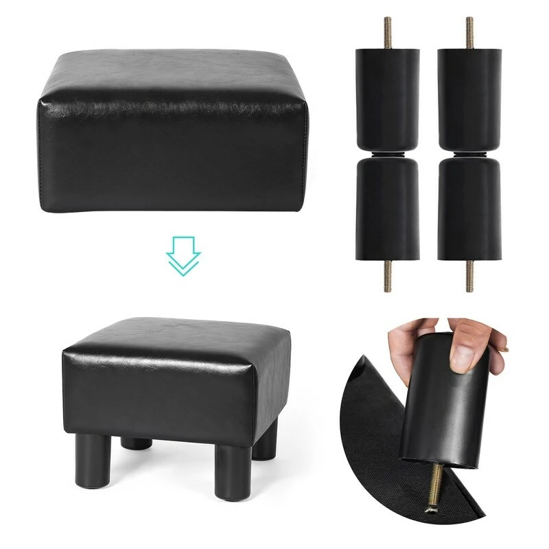 Outlet ⭐ Adeco Footrest Stool Faux Leather Ottoman With Thick Upholstery Brown 🛒 8 Outlet ⭐ Adeco Footrest Stool Faux Leather Ottoman With Thick Upholstery Brown 🛒 - Image 6
