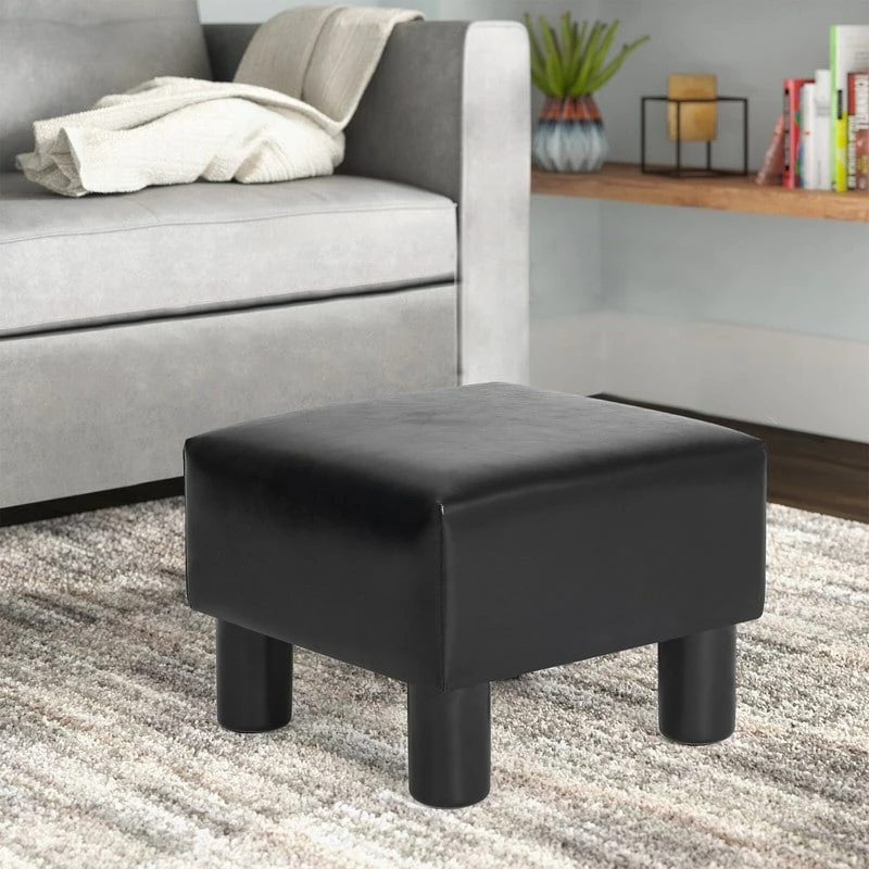 Outlet ⭐ Adeco Footrest Stool Faux Leather Ottoman With Thick Upholstery Brown 🛒 3 Outlet ⭐ Adeco Footrest Stool Faux Leather Ottoman With Thick Upholstery Brown 🛒