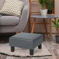 Flash Sale ✨ Adeco Square Footstool Ottoman Modern Fabric Footrest For Living Room 👏