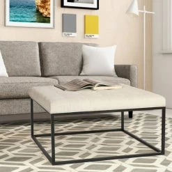 Best Sale 🌟 Adeco Square Ottoman Bench Button Tufted Upholstered Foot Rest Stool 🤩