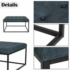 Coupon ⭐ Adeco Square Ottoman Button Tufted Upholstered Fabric Foot Rest Stool ✨ -Adeco Shop Adeco Square Ottoman Button Tufted Upholstered Fabric Foot Rest Stool 3