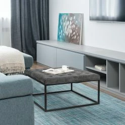 Coupon 🎉 Adeco Square Ottoman Coffee Table Metal Base Velvet Fabric Footstool ⌛ -Adeco Shop Adeco Square Ottoman Coffee Table Metal Base Velvet Fabric Footstool 2