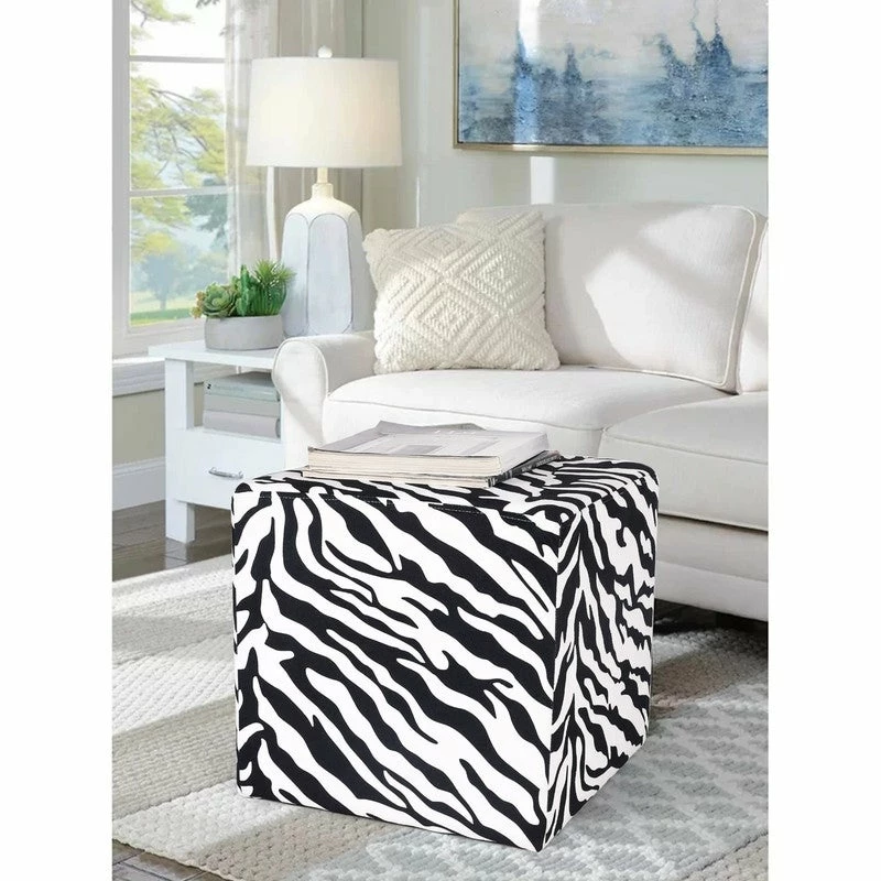 Coupon ⭐ Adeco Square Ottoman Foot Rest Stool Small Fabric Cube Footstool Black/white ✨ 4 Coupon ⭐ Adeco Square Ottoman Foot Rest Stool Small Fabric Cube Footstool Black/white ✨ - Image 2