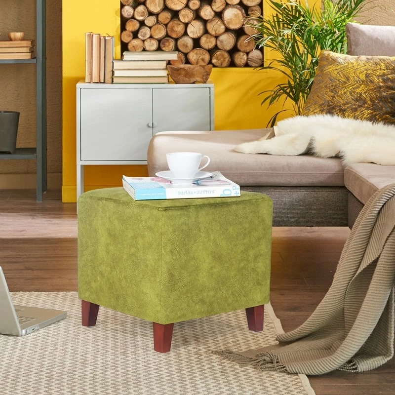 Best deal 😀 Adeco Square Ottoman Footrest Stool Small Fabric Bench Seat Black/white 😀 4 Best deal 😀 Adeco Square Ottoman Footrest Stool Small Fabric Bench Seat Black/white 😀 - Image 2