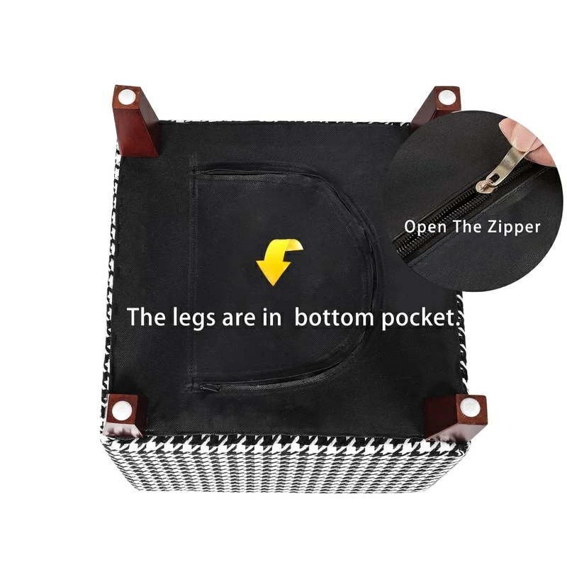 Best deal 😀 Adeco Square Ottoman Footrest Stool Small Fabric Bench Seat Black/white 😀 17 Best deal 😀 Adeco Square Ottoman Footrest Stool Small Fabric Bench Seat Black/white 😀 - Image 15