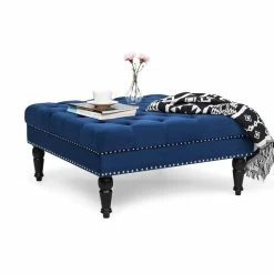 Discount 😀 Adeco Square Ottoman Tufted Bench Modern Stool Wood Leg And Caster 🛒 -Adeco Shop Adeco Square Ottoman Tufted Bench Modern Stool Wood Leg and Caster 7